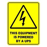 This Equipment Is Powered By A UPS Sign